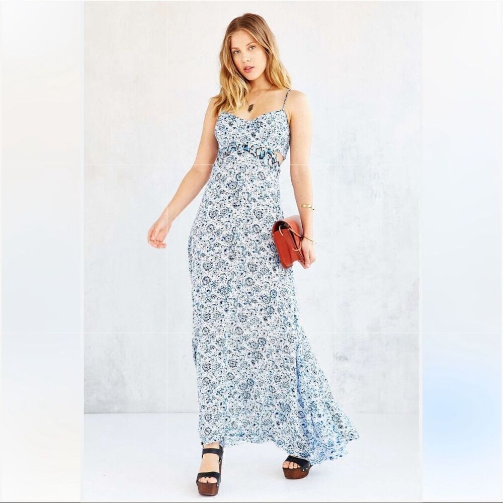 ECOTE x URBAN OUTFITTERS | Blue Maxi Dress Cutout Sides Shipwreck | Size Small - Picture 1 of 7